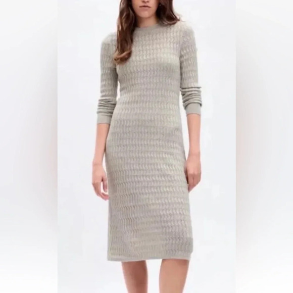 GAP Heather Gray Textured Midi Sweater Dress Metallic Womens Size XL (1528) - Picture 1 of 6